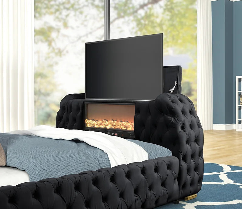 B8010 ROYAL BLACK BED AVAILABLE IN QUEEN AND KING SIZES