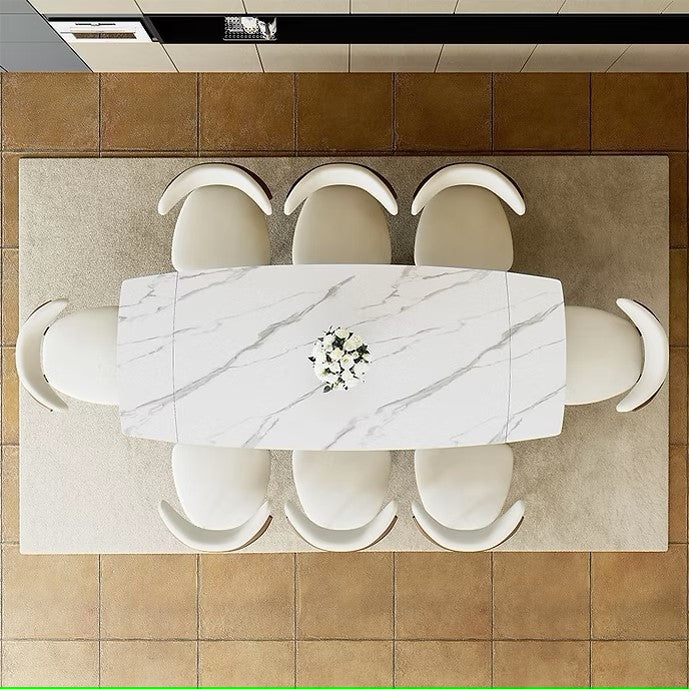 AMAN GLOSSY WHITE 71"-95" DINING TABLE AN 6 CHAIRS - EXTRA CHAIRS CAN BE PURCHASED SEPERATELY