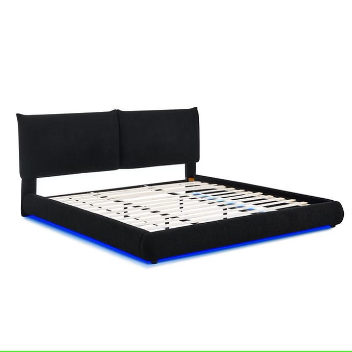 B200 ZIMA BLACK PLATFORM BED WITH LED LIGHTS AVAILABLE IN QUEEN AND KING SIZES