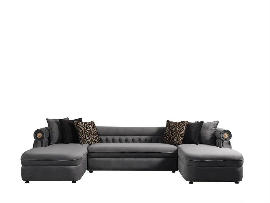 BROOKLYN SECTIONAL GREY WITH OTTOMAN