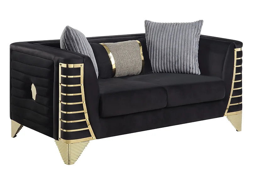 S4010 DONOVAN BLACK LIVING ROOM SET AVAILABLE AS 2 PIECE OR 3 PIECE SET