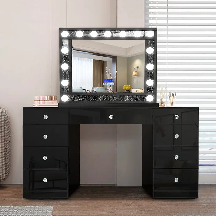 A-VM06-ELLA MIRROR WITH CONSOLE WITH LED LIGHTS AND AND BLUETOOTH SPEAKER