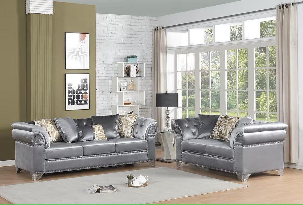 S3600 EMMA GREY LIVING ROOM SET AVAILABLE AS 2 PIECE OR 3 PIECE SET
