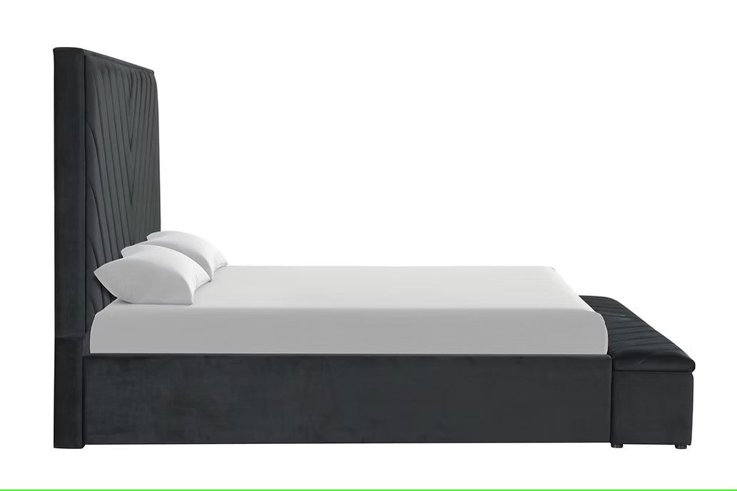 B8012 MIO BLACK BED WITH STORAGE AVAILABLE IN FULL QUEEN AND KING SIZES