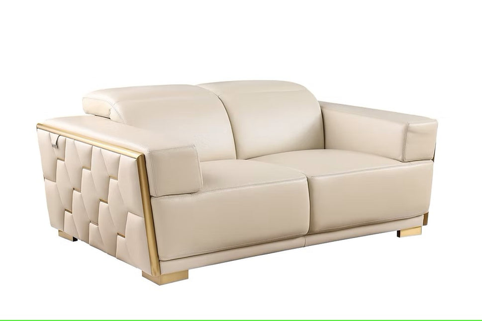 MI-1245 HEXOR BEIGE ITALIAN LEATHER LIVING ROOM SET AVAILABLE AS 2 PIECE OR 3 PIECE SET