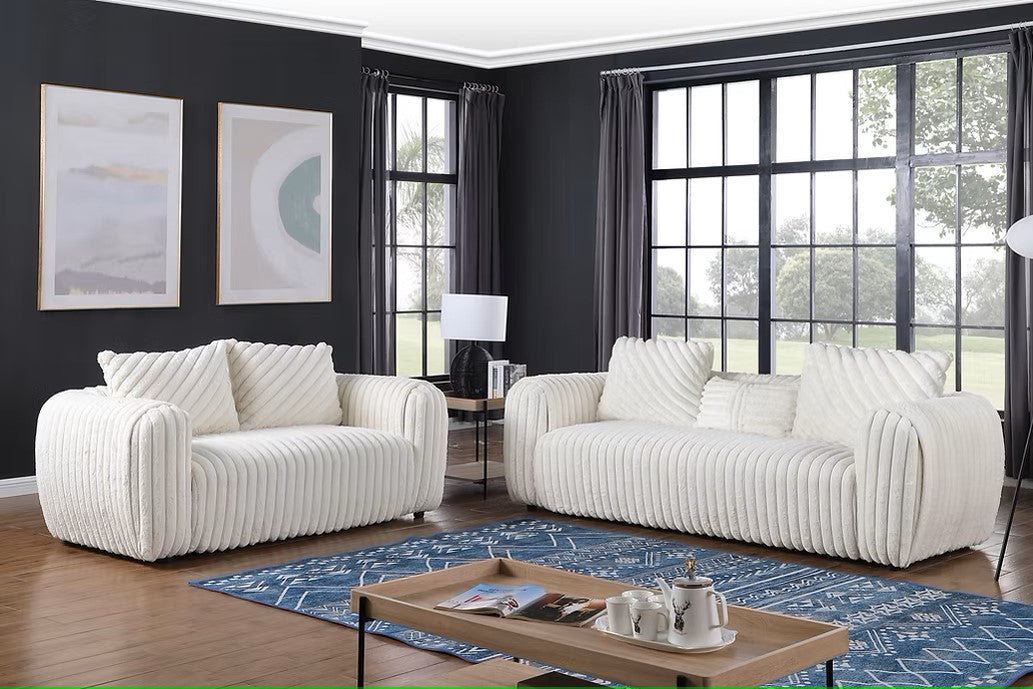S8809 ELI WHITE LIVING ROOM SET AVAILABLE AS 2 PIECE AND 3 PIECE SET