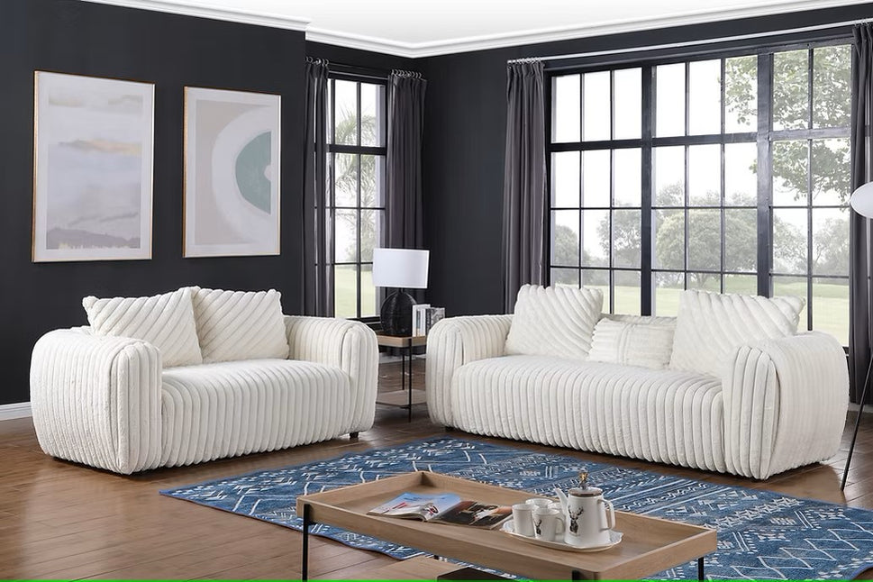 S8809 ELI WHITE LIVING ROOM SET AVAILABLE AS 2 PIECE AND 3 PIECE SET