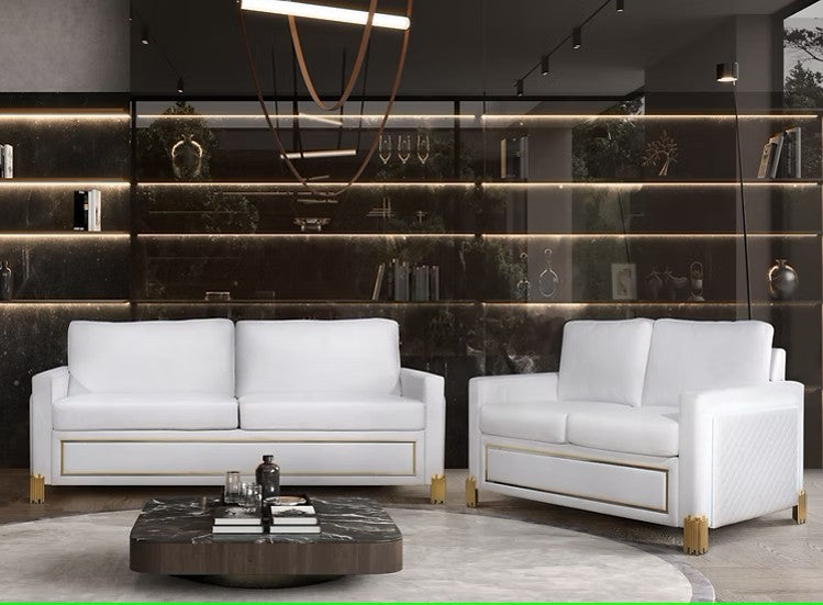 S9060 GLAMOR COLLECTION WHITE LIVING ROOM SET AVAILABLE AS 2 PIECE OR 3 PIECE SET