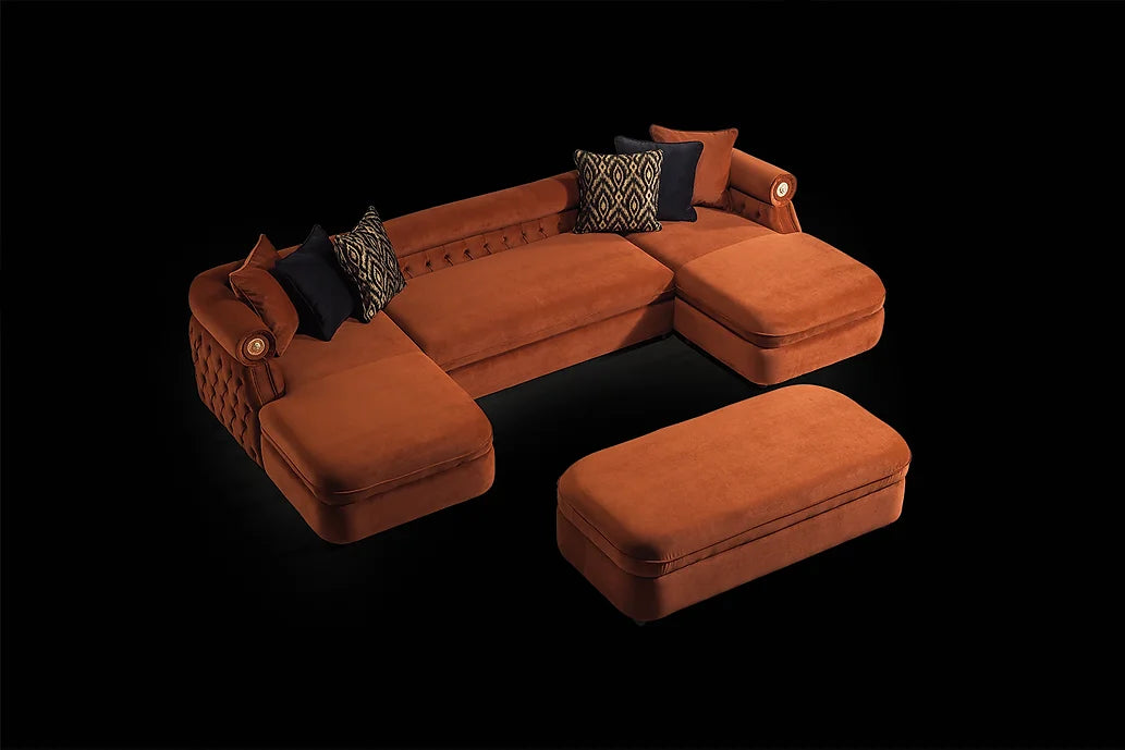 BROOKLYN SECTIONAL ORANGE WITH OTTOMAN
