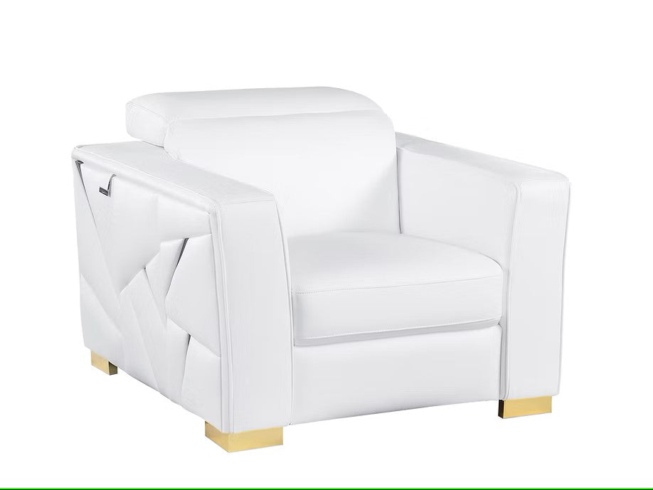 MI-1240 ASTRA WHITE ITALIAN LEATHER LIVING ROOM SET AVAILABLE AS 2 PIECE OR 3 PIECE SET