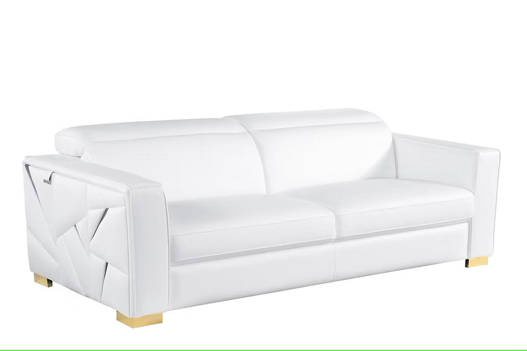 MI-1240 ASTRA WHITE ITALIAN LEATHER LIVING ROOM SET AVAILABLE AS 2 PIECE OR 3 PIECE SET