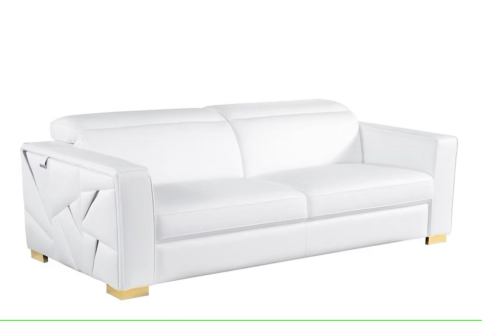 MI-1240 ASTRA WHITE ITALIAN LEATHER LIVING ROOM SET AVAILABLE AS 2 PIECE OR 3 PIECE SET