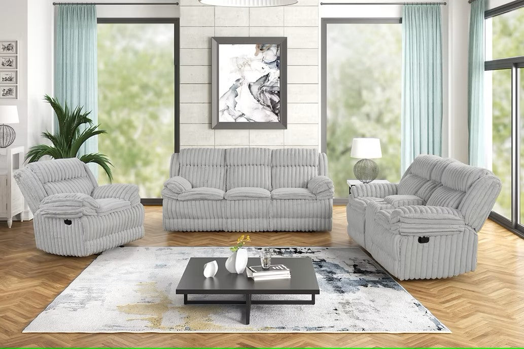 S3939 MELLO GREY 3 PIECE RECLINING LIVING ROOM SET
