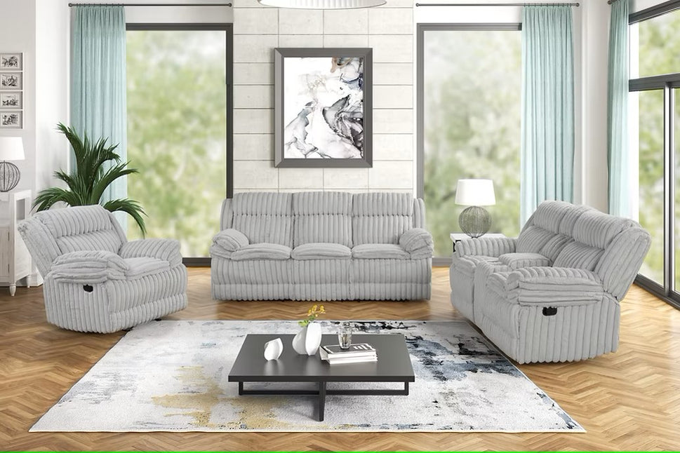 S3939 MELLO GREY 3 PIECE RECLINING LIVING ROOM SET