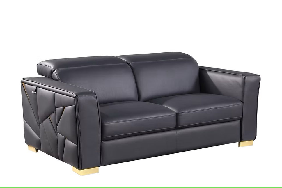 MI-1240 ASTRA DARK NAVY ITALIAN LEATHER LIVING ROOM SET AVAILABLE AS 2 PIECE OR 3 PIECE SET