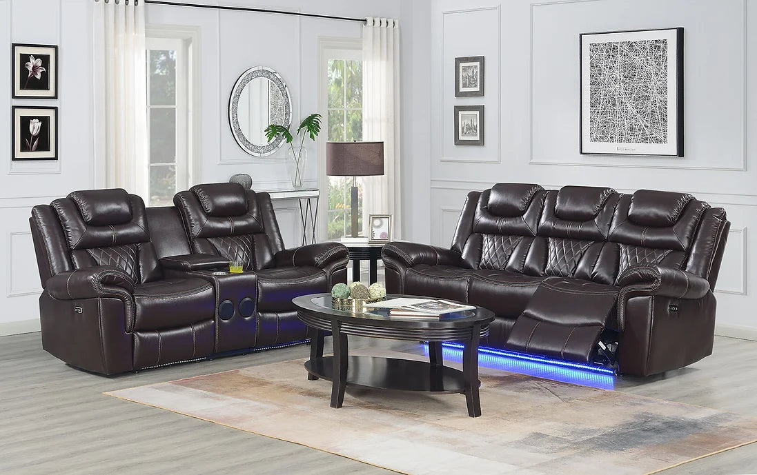 S2020 PARTY TIME 2 PC BROWN RECLINING SET