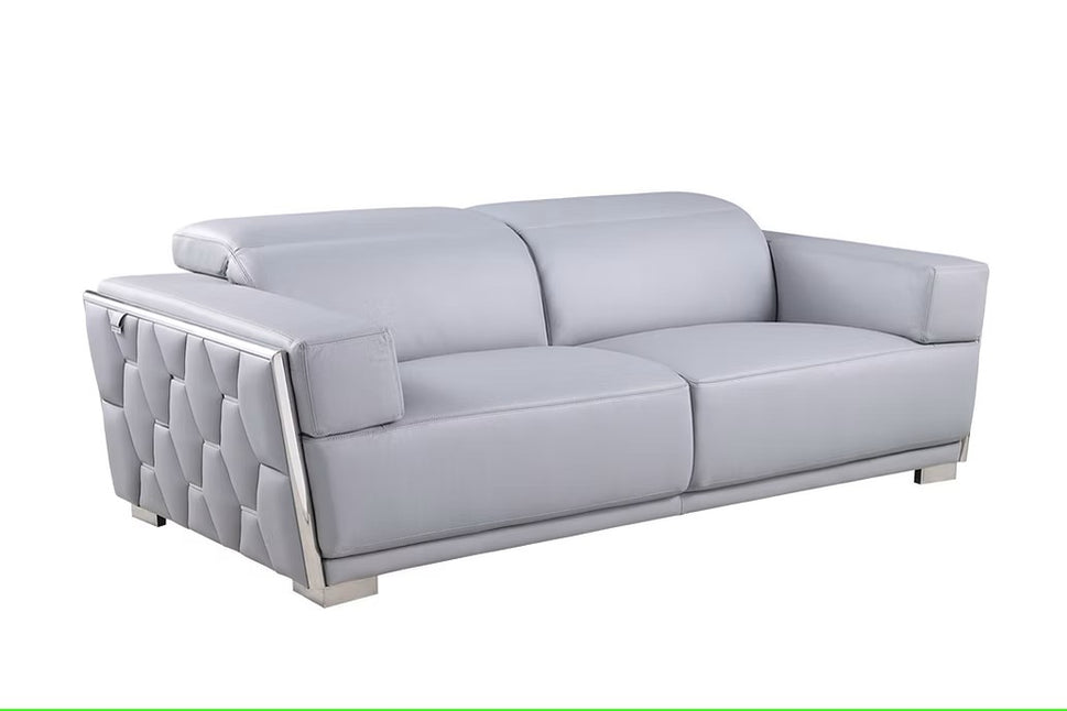 MI-1245 HEXOR LIGHT BLUE ITALIAN LEATHER LIVING ROOM SET AVAILABLE AS 2 PIECE OR 3 PIECE SET