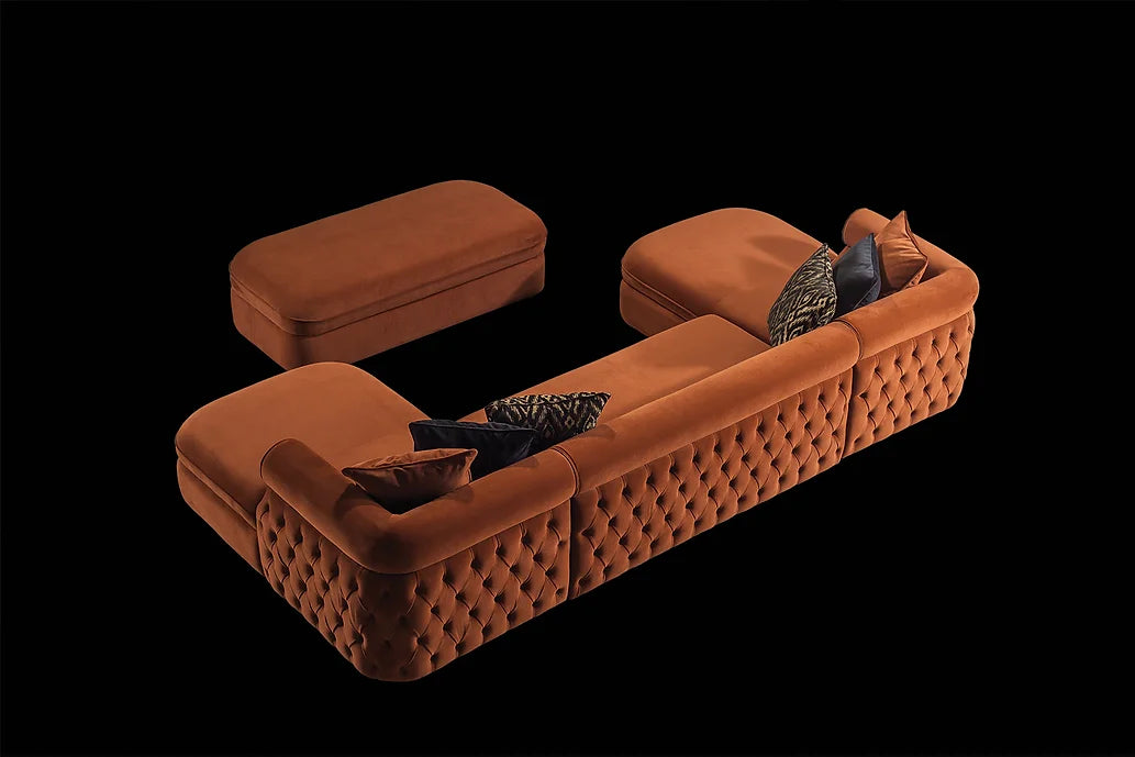 BROOKLYN SECTIONAL ORANGE WITH OTTOMAN