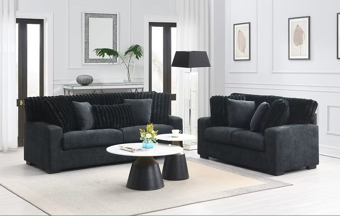 S1800 TARRA BLACK LIVING ROOM SET AVAILABLE AS 2 PIECE OR 3 PIECE