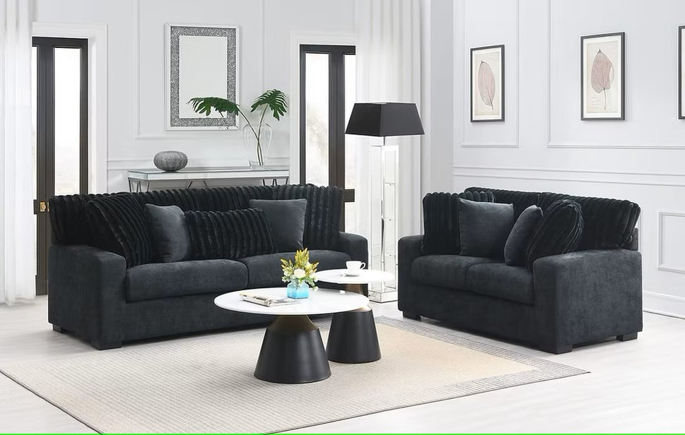 S1800 TARRA BLACK LIVING ROOM SET AVAILABLE AS 2 PIECE OR 3 PIECE