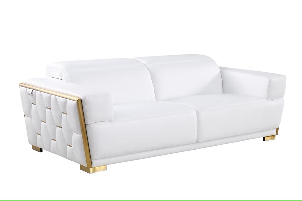 MI-1245 HEXOR WHITE ITALIAN LEATHER LIVING ROOM SET AVAILABLE AS 2 PIECE OR 3 PIECE SET