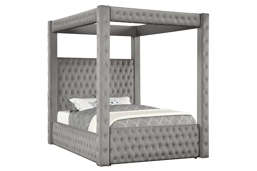 B8013 MANSION GREY BED PLATFORM BED AVAILABLE IN QUEEN AND KING SIZES