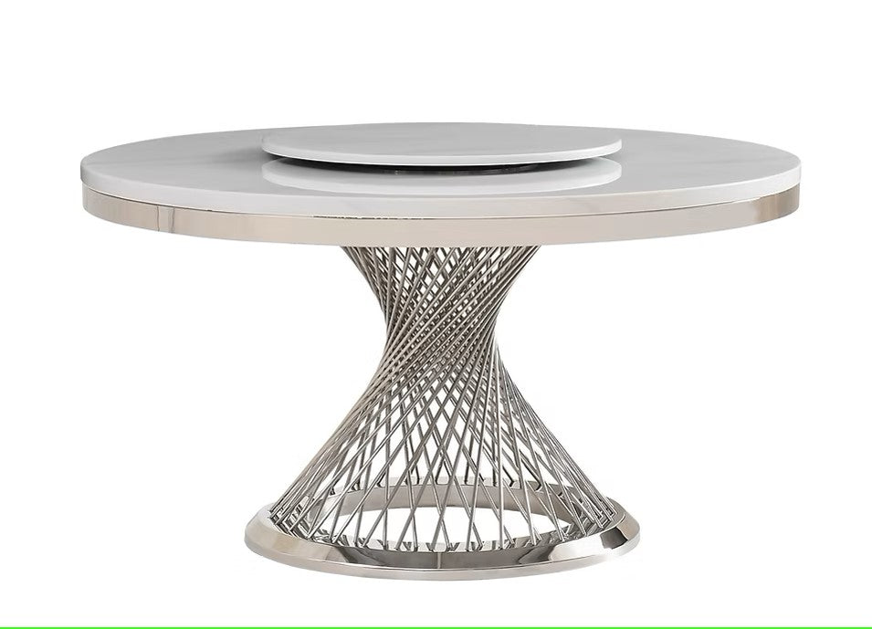 D605 UNICO (WHITE/CHROME) ROUND TABLE