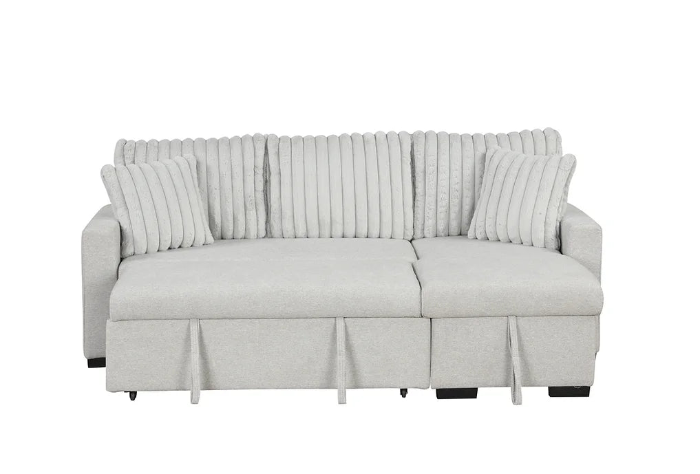 S8670 NORI GREY SECTIONAL WITH PULL-OUT BED AND STORAGE CHAISE