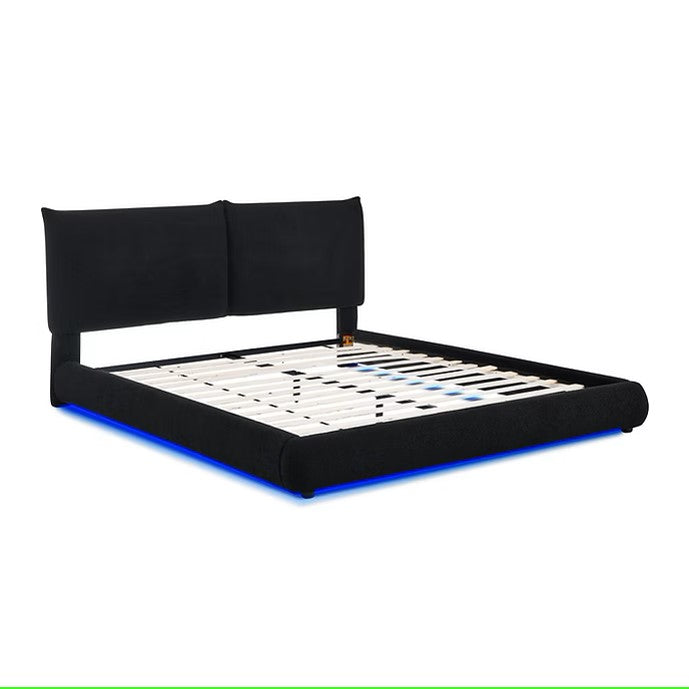 B200 ZIMA BLACK PLATFORM BED WITH LED LIGHTS AVAILABLE IN QUEEN AND KING SIZES
