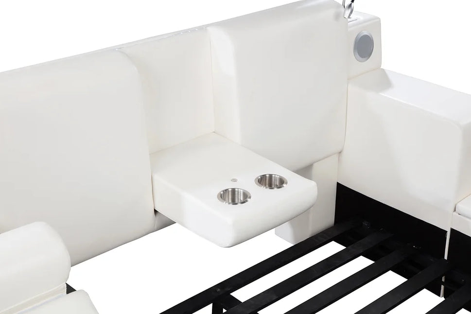 B420 APOLLO WHITE BED WITH STORAGE AND USB CHARGER AVAILABLE IN QUEEN AND KING SIZES