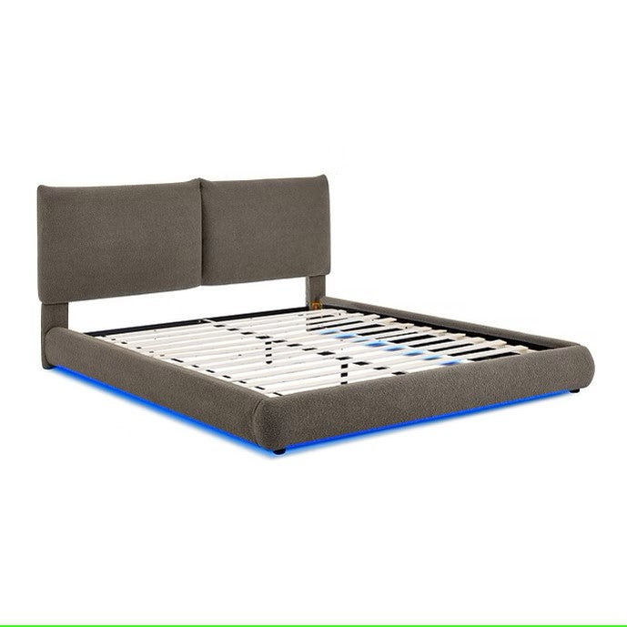 B200 ZIMA BROWN PLATFORM BED WITH LED LIGHTS AVAILABLE IN QUEEN AND KING SIZES
