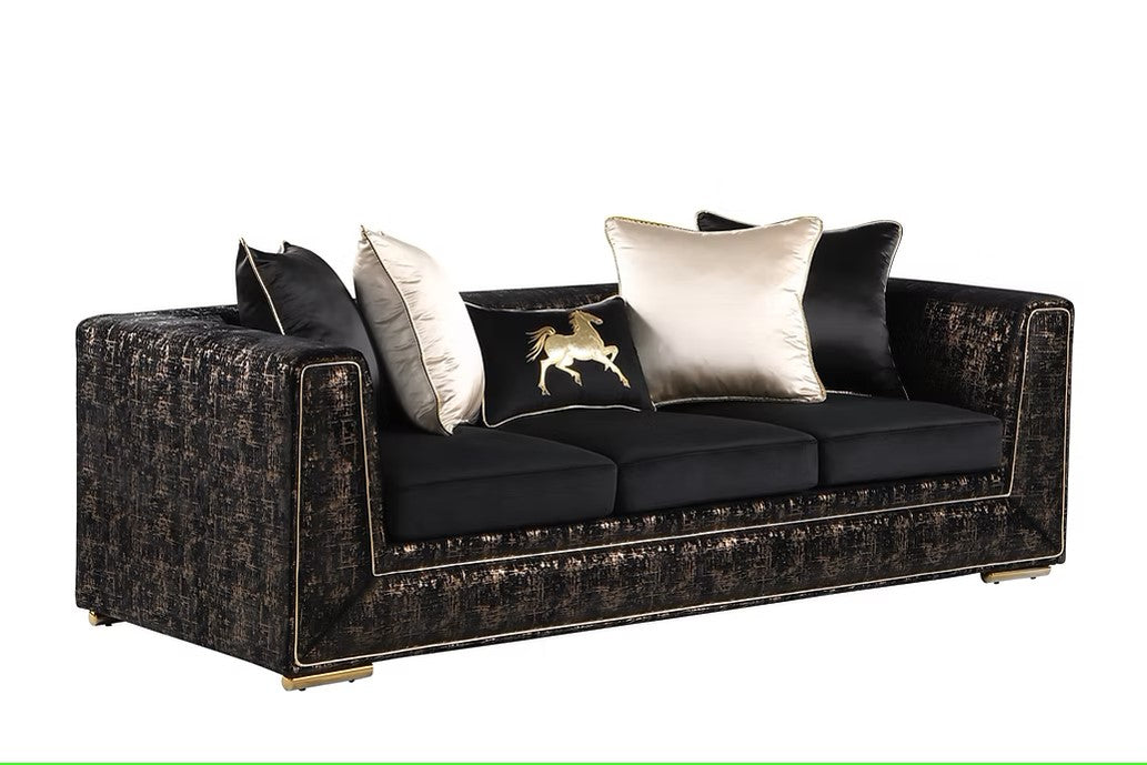 S1500 KONYA BLACK LIVING ROOM SET AVAILABLE AS 2 PIECE OR 3 PIECE SET