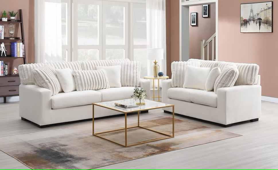 S1800 TARRA IVORY LIVING ROOM SET AVAILABLE AS 2 PIECE OR 3 PIECE SET