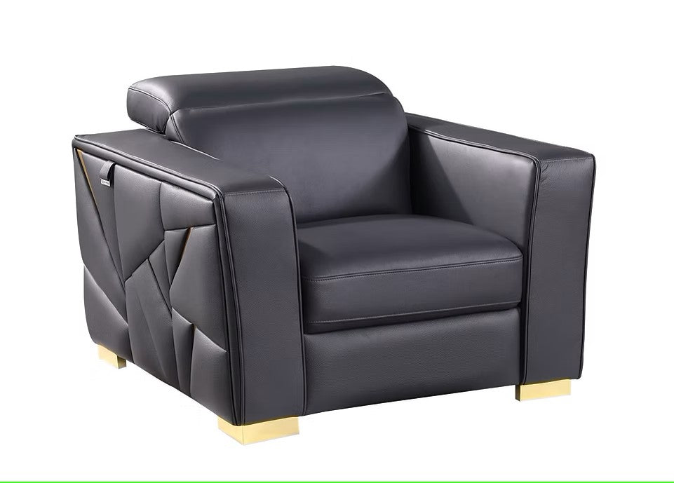 MI-1240 ASTRA DARK NAVY ITALIAN LEATHER LIVING ROOM SET AVAILABLE AS 2 PIECE OR 3 PIECE SET
