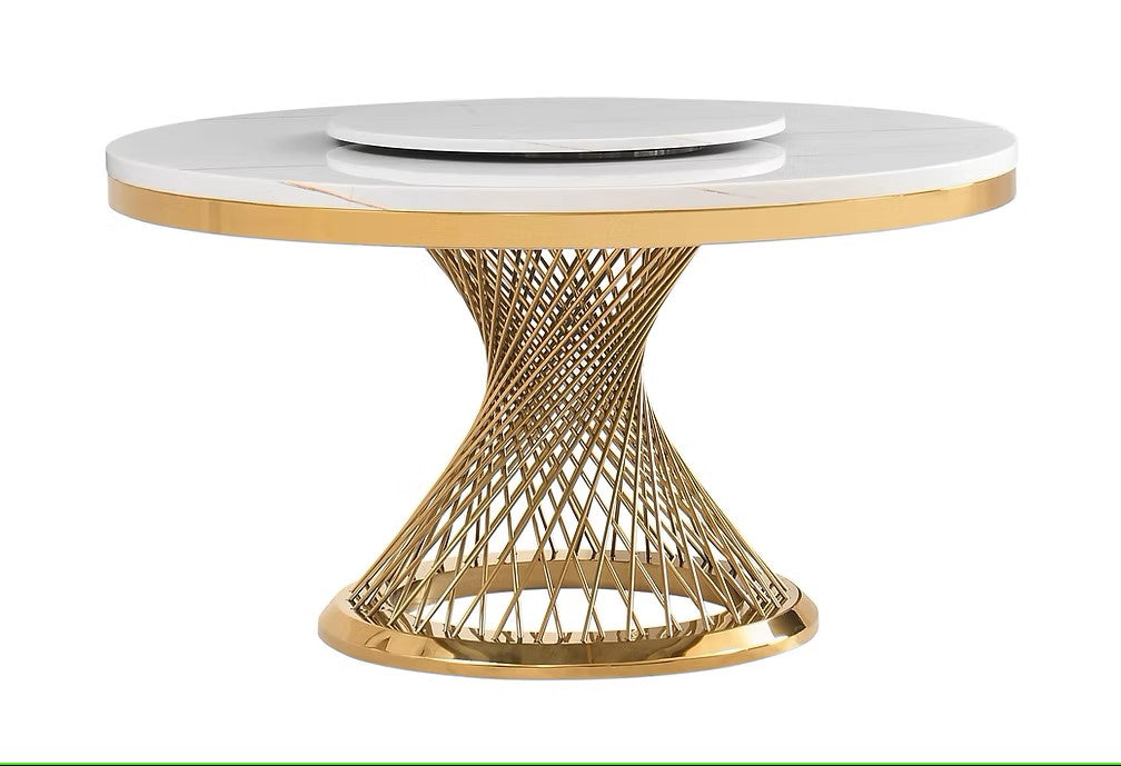 D605 UNICO (WHITE/GOLD) ROUND TABLE