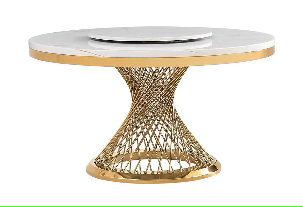 D605 UNICO (WHITE/GOLD) ROUND TABLE