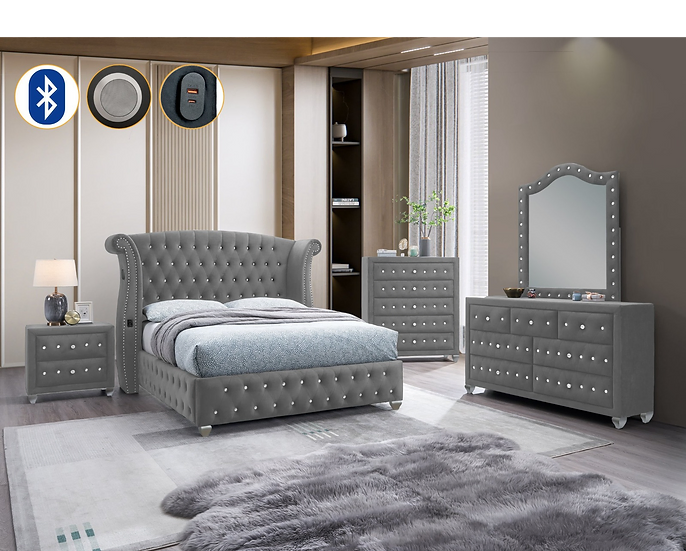 B2030 DIVINA GREY BEDROOM SET AVAILABLE IN QUEEN AND KING SIZES