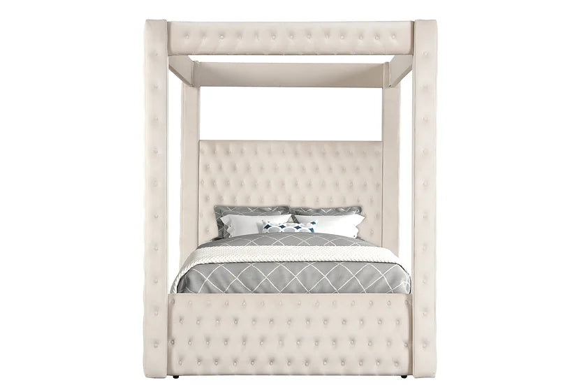 B8013 MANSION BEIGE BED PLATFORM BED AVAILABLE IN QUEEN AND KING SIZES