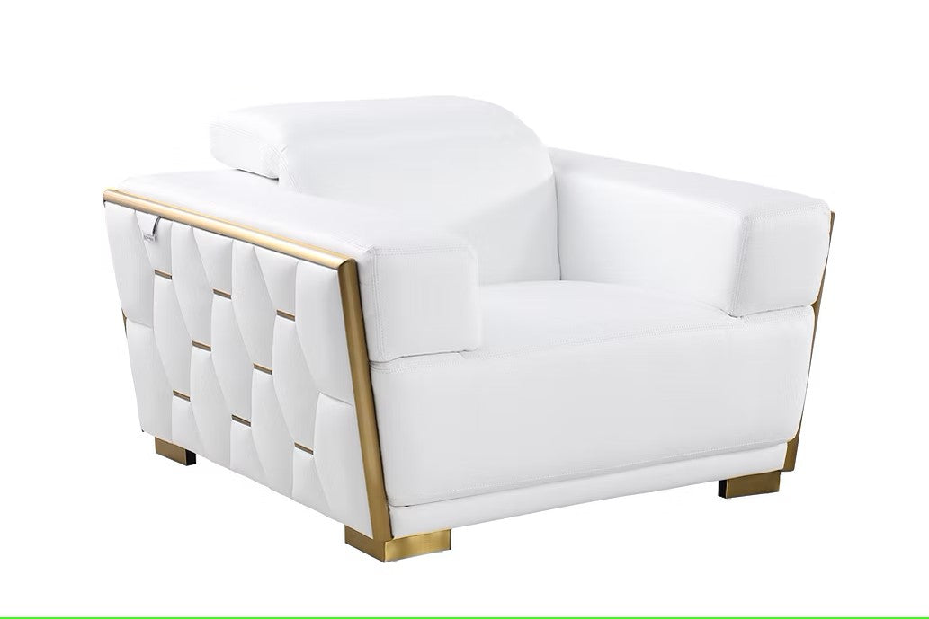 MI-1245 HEXOR WHITE ITALIAN LEATHER LIVING ROOM SET AVAILABLE AS 2 PIECE OR 3 PIECE SET