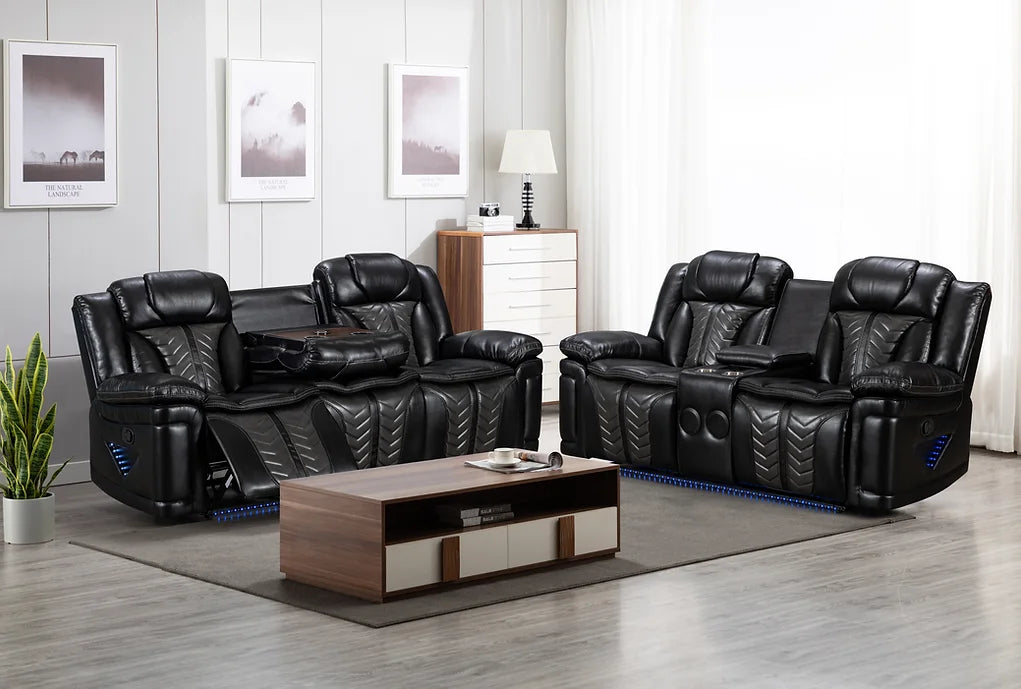 S2024 PRIME TIME 2 PC BLACK RECLINING SET