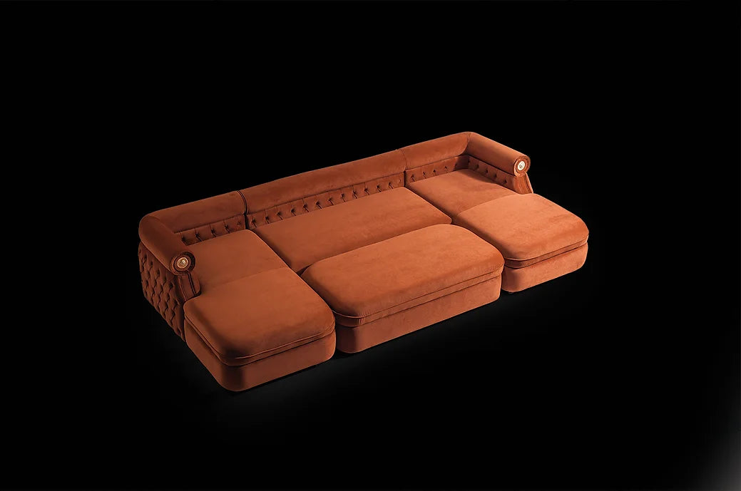 BROOKLYN SECTIONAL ORANGE WITH OTTOMAN