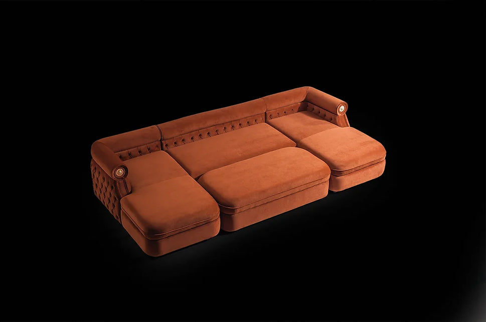 BROOKLYN SECTIONAL ORANGE WITH OTTOMAN