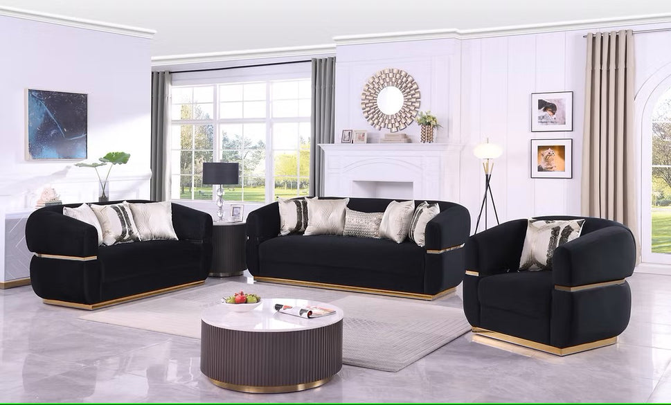 S3500 CARMELA BLACK LIVING ROOM SET AVAILABLE AS 2 PIECE OR 3 PIECE SET