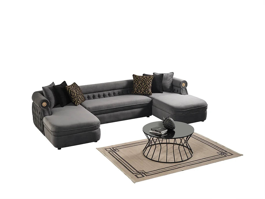 BROOKLYN SECTIONAL GREY WITH OTTOMAN