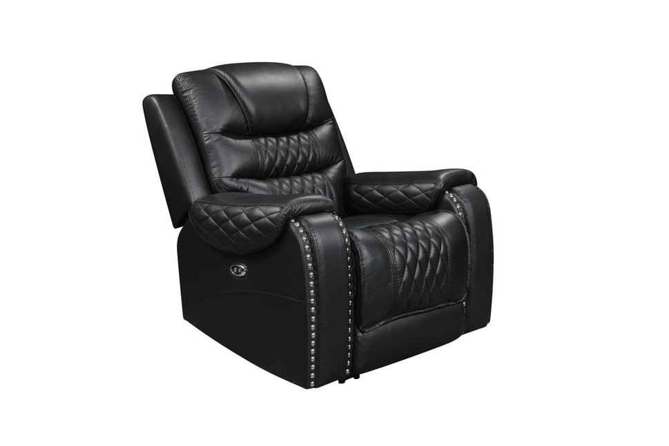 HARLEY BLACK GENUINE TOP GRAIN LEATHER 3 PC POWER RECLINING SET