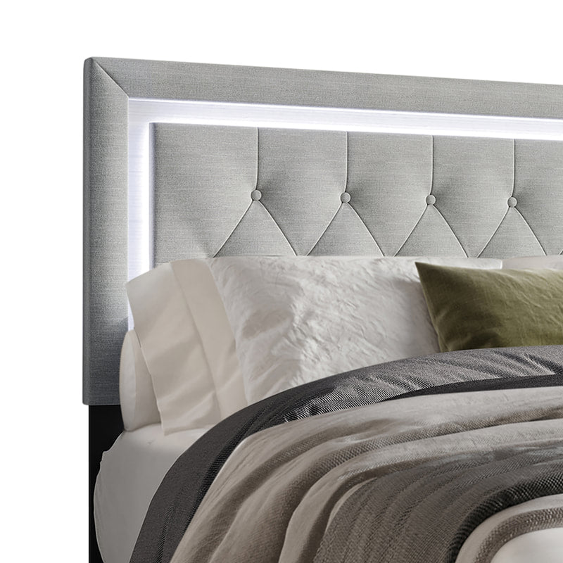 HH240 GRAY PLATFORM BED WITH LED AVAILABLE IN TWIN, FULL, QUEEN AND KING SIZES