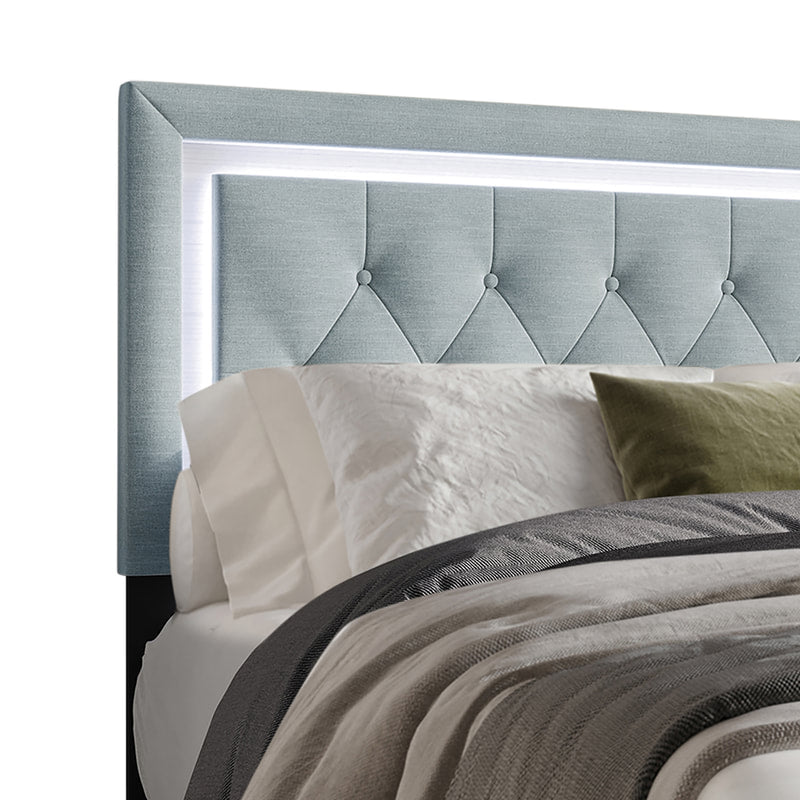HH280 LT GRAY PLATFORM BED WITH LED AVAILABLE IN TWIN, FULL, QUEEN AND KING SIZES