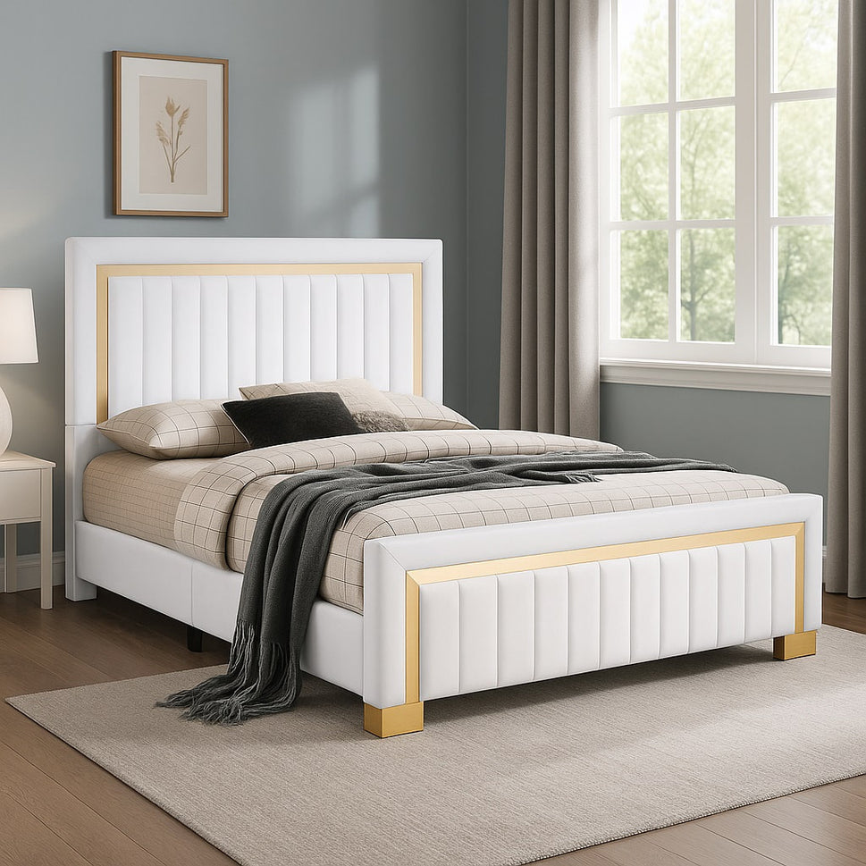 HH810 WHITE PLATFORM BED AVAILABLE IN TWIN, FULL, QUEEN AND KING SIZES
