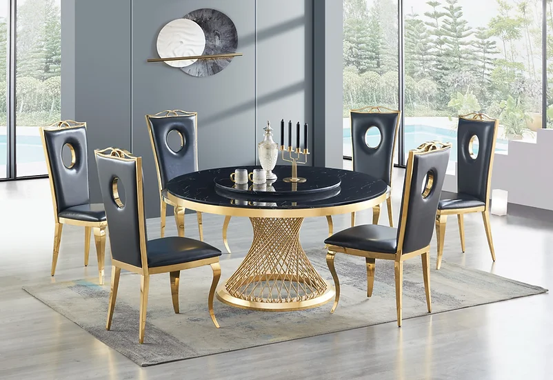 D605 UNICO (BLACK/GOLD) ROUND TABLE