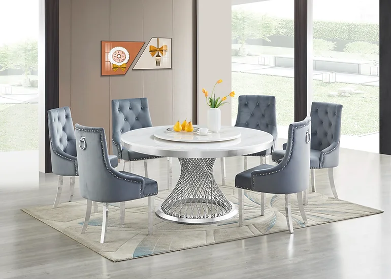 D605 UNICO (WHITE/CHROME) ROUND TABLE